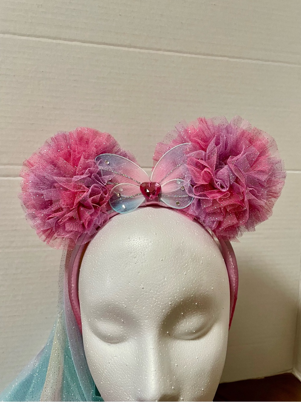 Disney Pink Pom-Pom Headband with Rainbow Tulle Veil - Picture 2 of 5